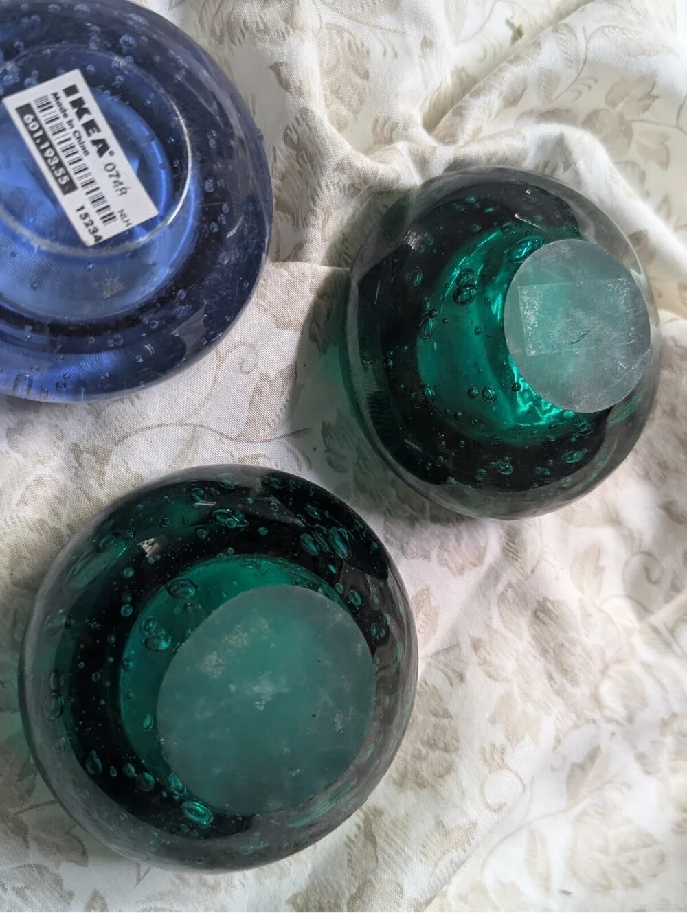 Set of 3 Vintage IKEA Glass bubble candle holder
